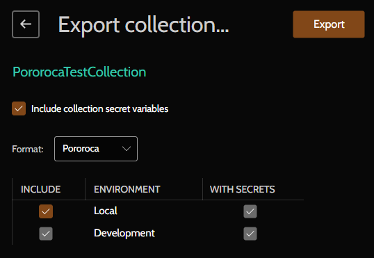 Export collection file format